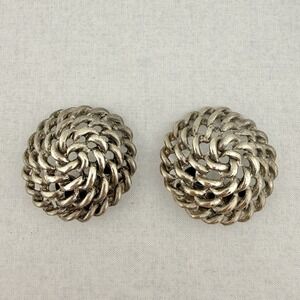Vintage Signed MUSI Swirl Knot Shoe Clips Silver Tone Twisted Rope Mod Pop Art